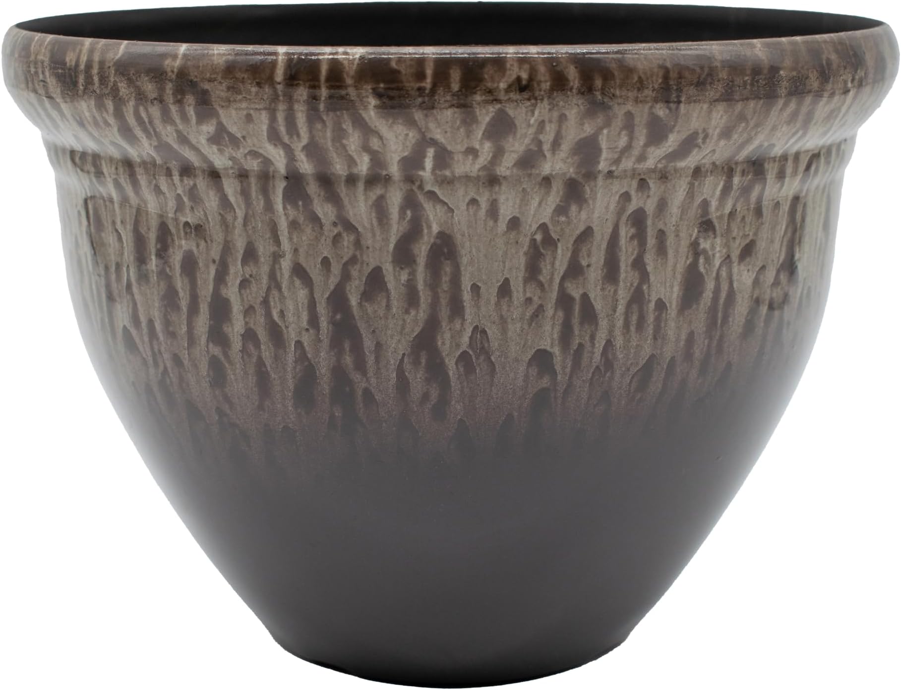 The HC Companies Pizzazz Decorative Round Flower Pots w/Ceramic Look - UV-Resistant Decorative Pot for Outdoor & Indoor Plant Pots - Modern Planter for Flower, Herbs (16” Foggy Gray, Pack of 1)