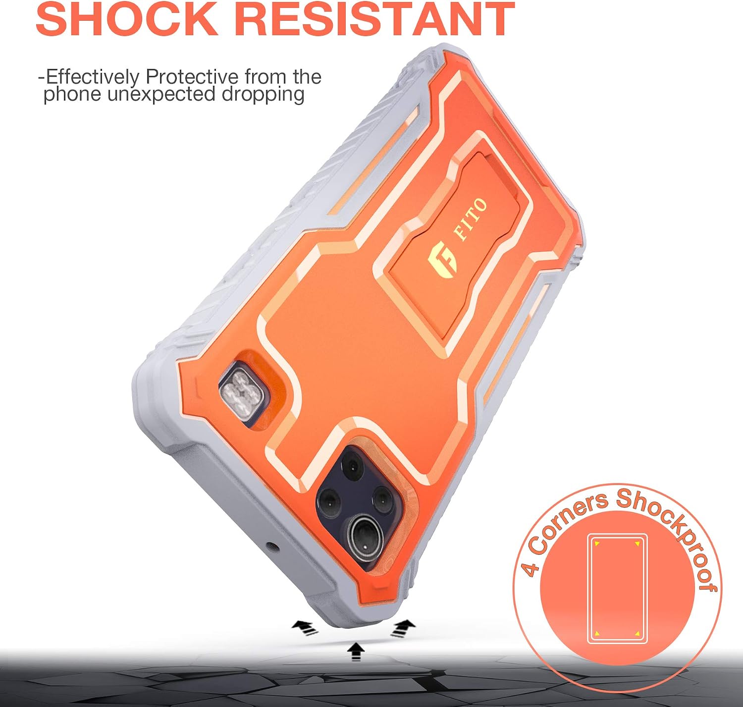 FITO LG K92 5G Case, Dual Layer Shockproof Heavy Duty Case with Screen Protector for LG K92 5G Phone, Built-in Kickstand (LG K92, Orange)