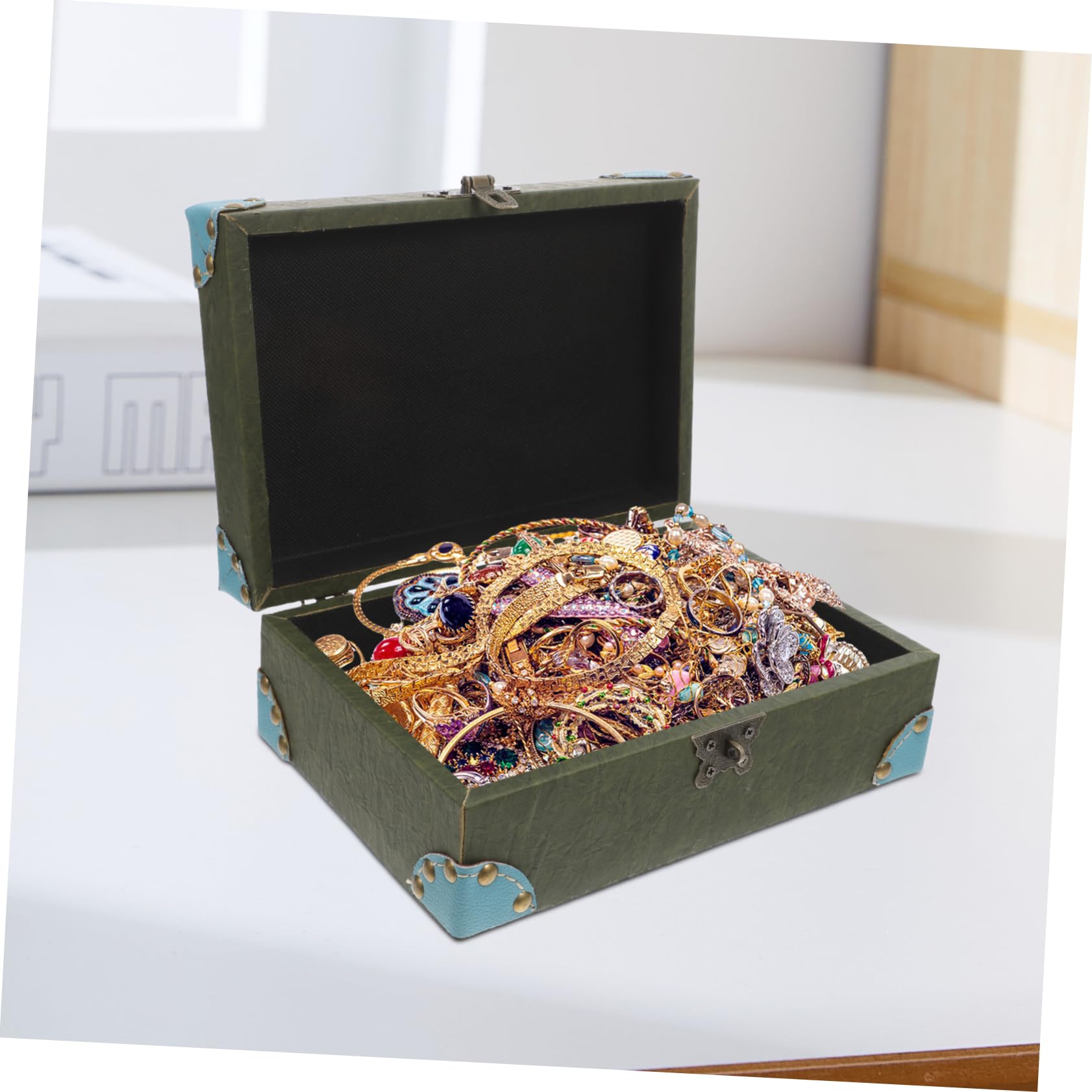 Dekorative Holz Aufbewahrungsbox mit Schloss, Vintage PU Stil