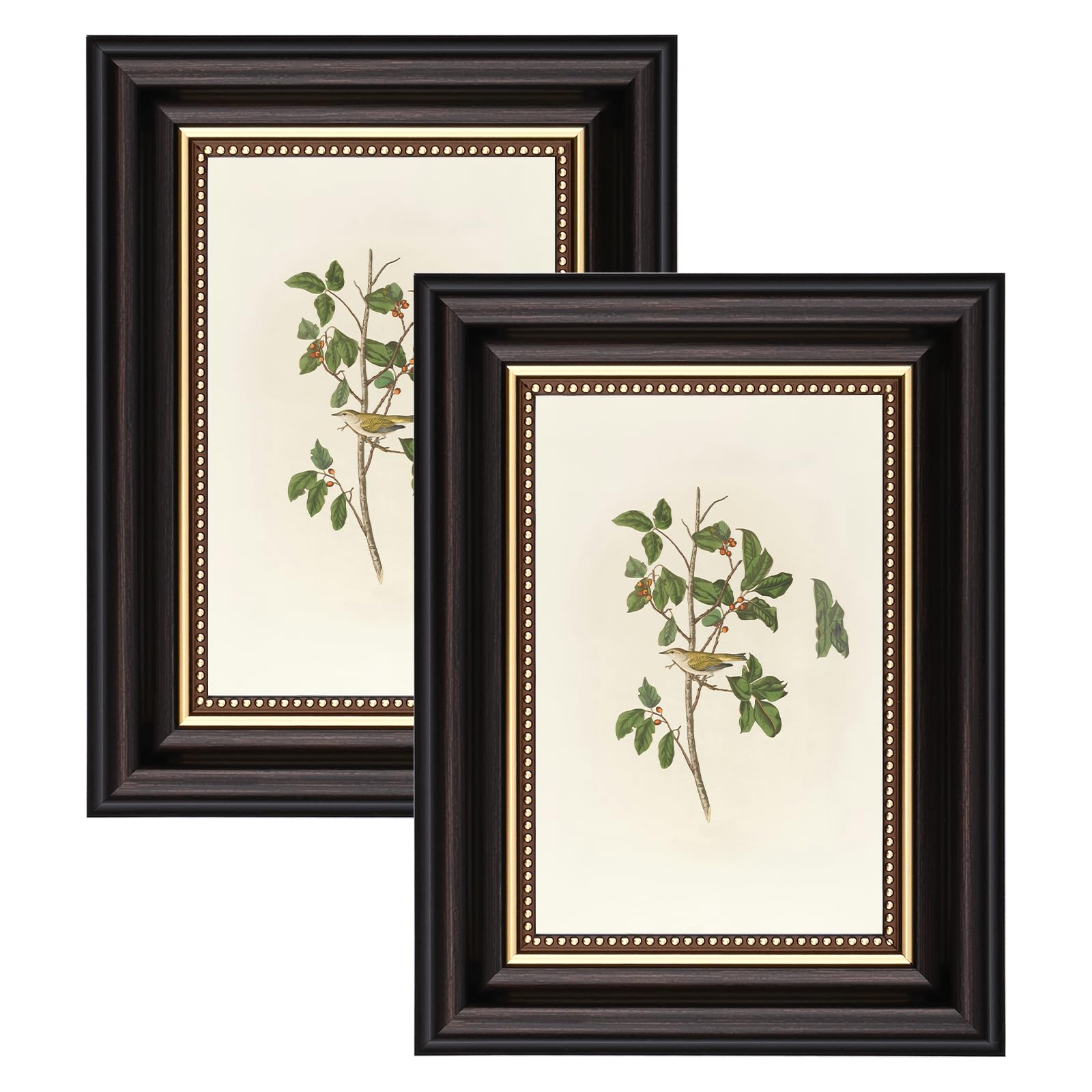 YoHyien 6x4 Vintage Photo Frames Set of 2, Distressed Shabby Chic Picture Frames with Mount for Wall Hanging, Landscape and Portrait Retro Postcard Frame for Desktop Display (Black, 6 x 4 in) โ image 1