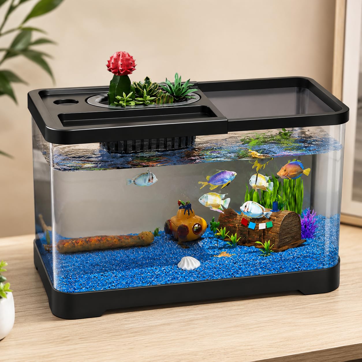 Starter kit per acquario in vetro da 10 galloni con luce LED e filtro