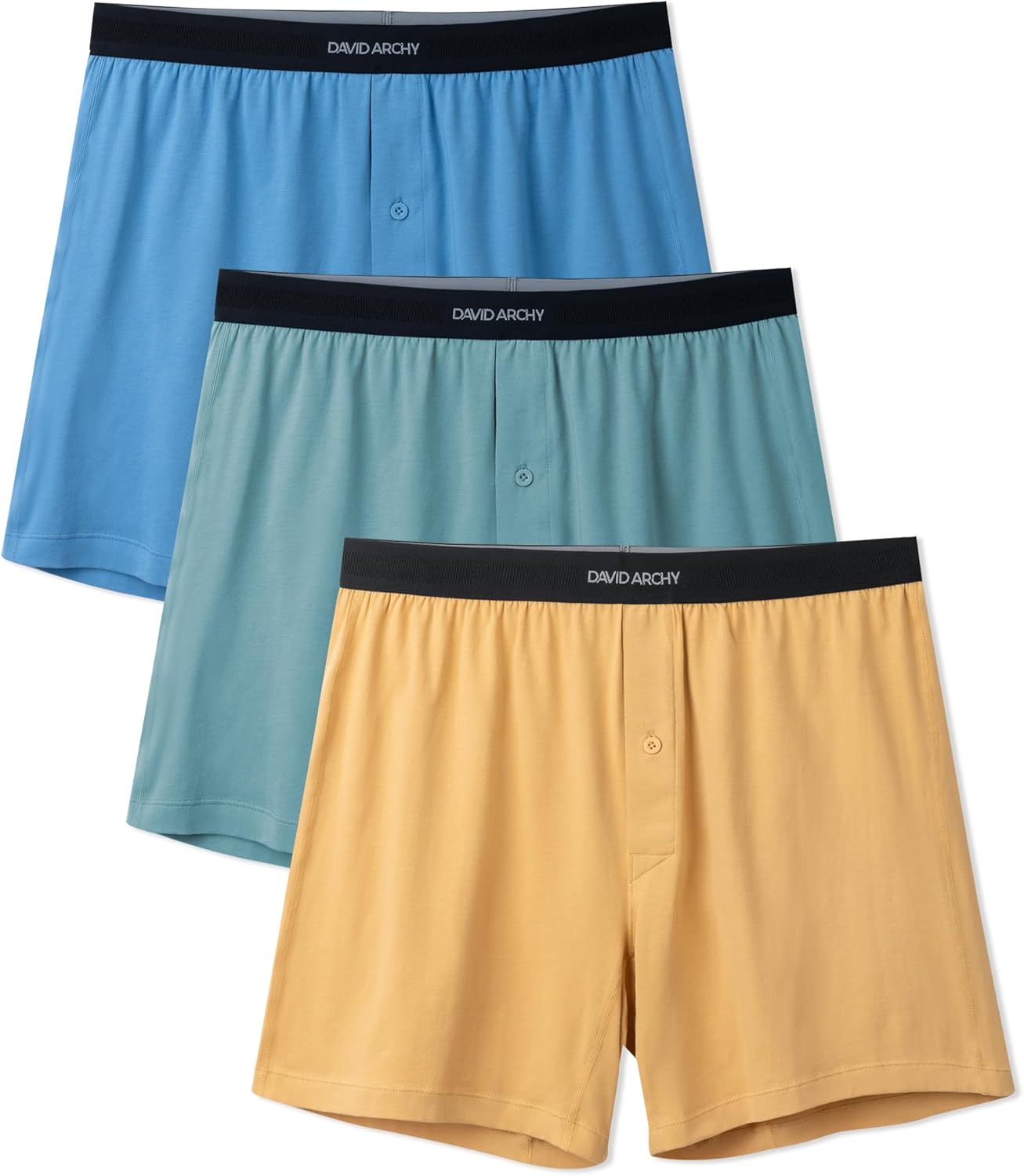 DAVID ARCHY Combed Cotton Boxers for Men Soft Underwear Mens Boxers Knit Boxer Shorts for Men Pack