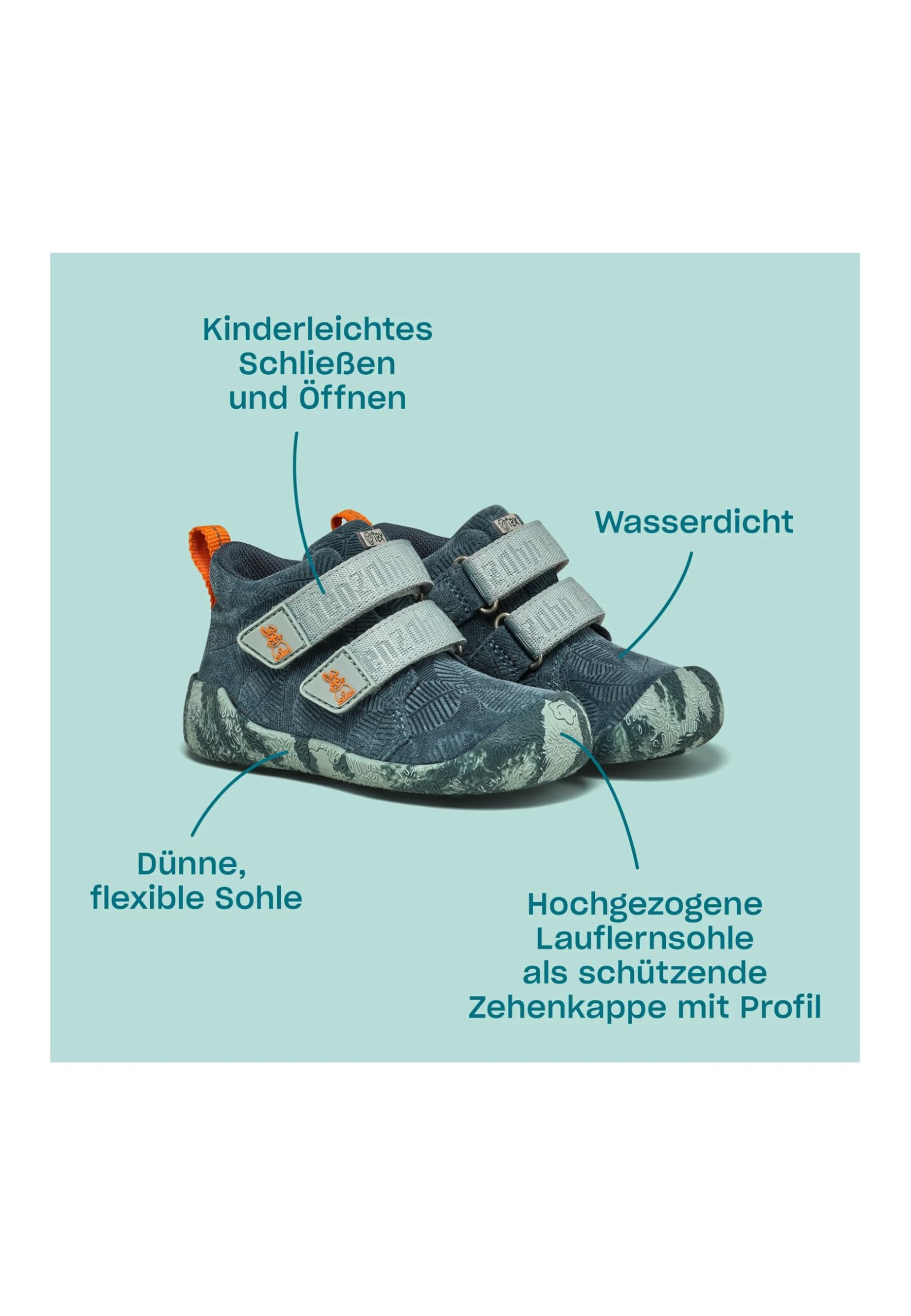 Affenzahn Lauflerner Übergangsschuh Leder Talky Wal - Blau 20 | Mit Klettverschluss, rutschfest, robust und leicht, erhältlich in den Größen 19 bis 25 für den täglichen Einsatz
