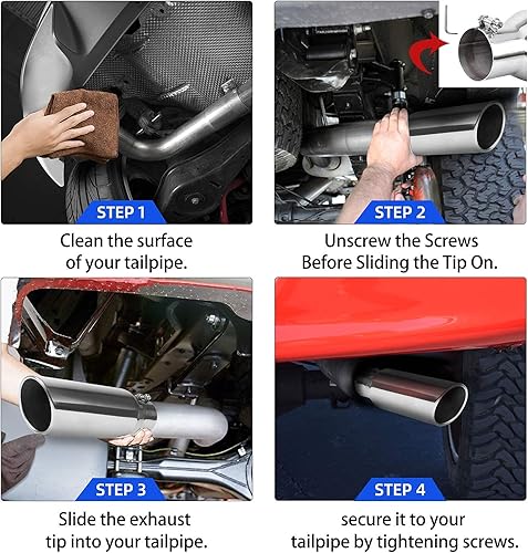 Miniatura 6 de AUTOSAVER88 Punta de escape de entrada de 2.5 pulgadas, entrada de 2.5 pulgadas, salida de 4 pulgadas, 12 pulgadas de largo, punta de escape