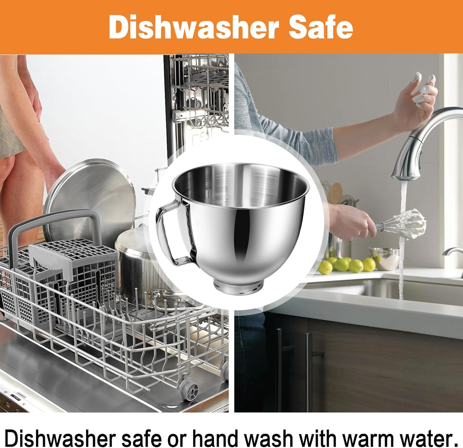 5 Quart Stainless Steel Mixer Bowl Compatible with KitchenAid Tilt-Head Stand Mixer, Replacement Mixing Bowl,Dishwasher Safe