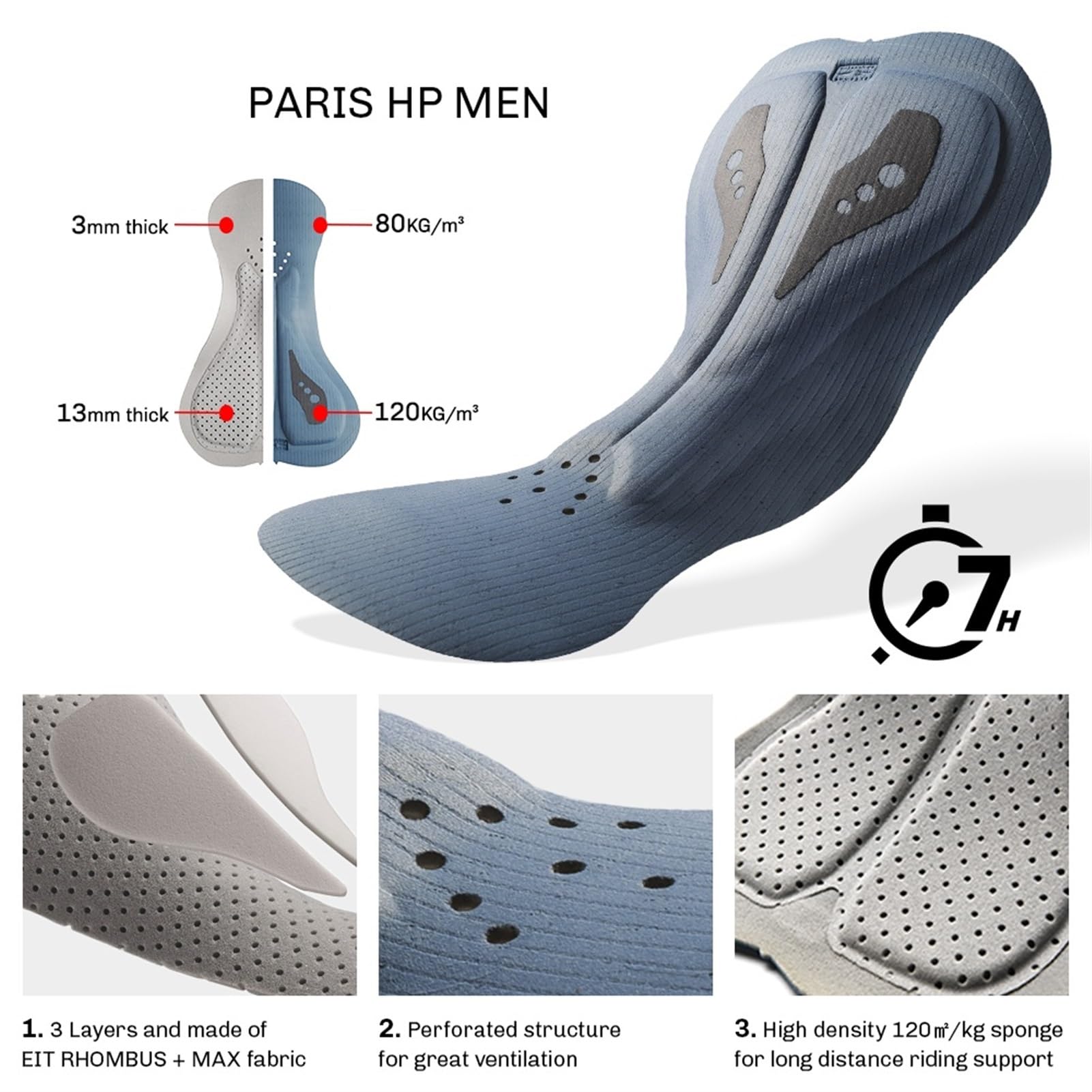 Culotte Ciclismo Hombre Pantalones cortos de ciclismo for hombre, pantalones cortos con tirantes, interfaz elástica, acolchados, for largas distancias, for MTB, mallas ajustadas Ropa Ciclismo Hombre