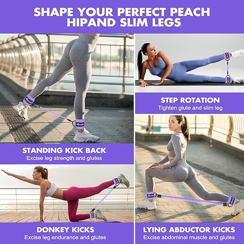 Miniatura 5 de Bandas de resistencia de tobillo, bandas de tobillo para entrenar con puños, bandas de resistencia para entrenamiento de piernas y glúteos, equipo