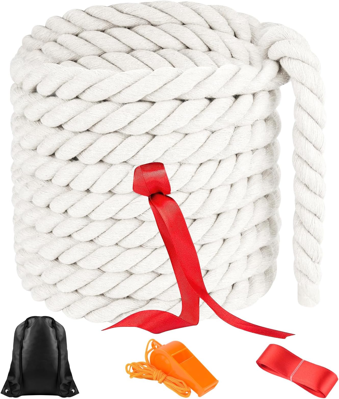 NEBURORA 20FT Tug of War Rope for Adults Outdoor Games Field Day Family Reunion Summer Outside Yard Backyard Lawn Camping Picnic Carnival Party Games Beige