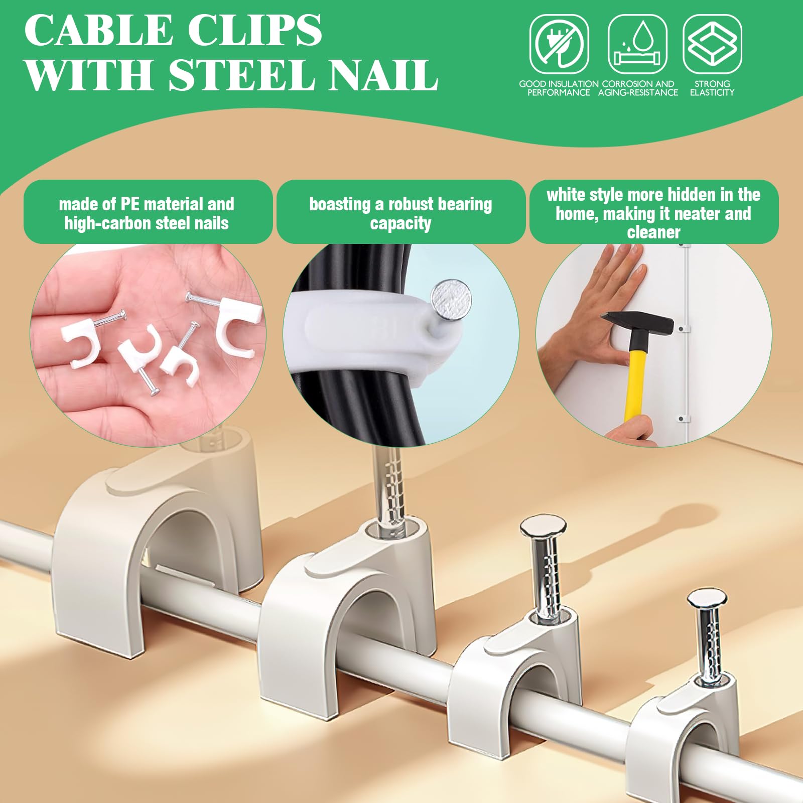 800Pcs 4mm 6mm 8mm 10mm J-Hook Ethernet Cable Nails Wire Clips with Steel Nails and 5/8" 3/4" 1/2" 1" Insulated U Staple Nail for Home Office Business — Amazon image 5