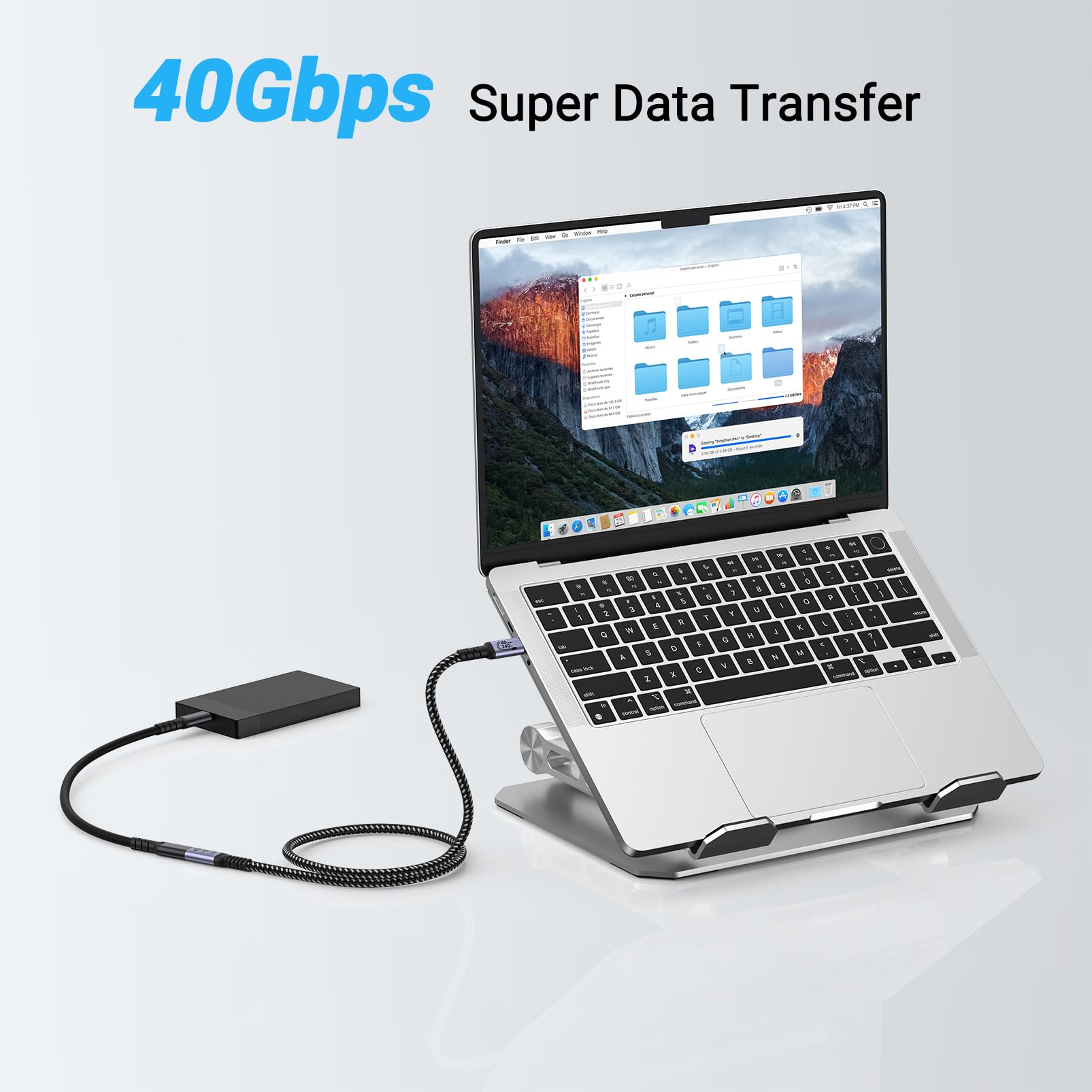 Cavo di estensione USB C 2m (2 pacchetti / 240W / 40Gbps / 8K), cavi di estensione di tipo C Cavo dati intrecciato maschio a femmina di ricarica rapida, schermo video 60Hz compatibile con iPhone 16 /