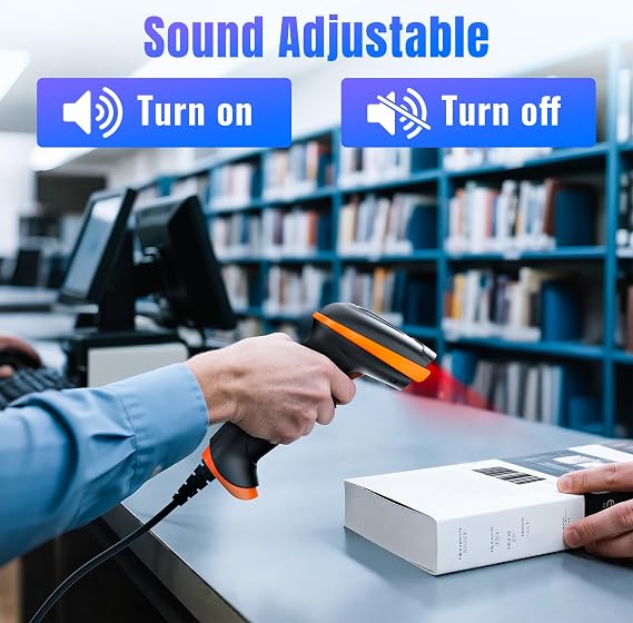 Tera D5100Y Barcode Scanner - USB Wired, 1D and 2D QR Code Reading, Plug and Play, Ergonomic Design, Anti-Shock Silicone, IP54 Dust and Water Protection, Multi-Language Assisted Barcode Scanner