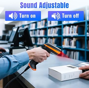 Tera D5100Y Barcode Scanner - USB Wired, 1D and 2D QR Code Reading, Plug and Play, Ergonomic Design, Anti-Shock Silicone, IP54 Dust and Water Protection, Multi-Language Assisted Barcode Scanner
