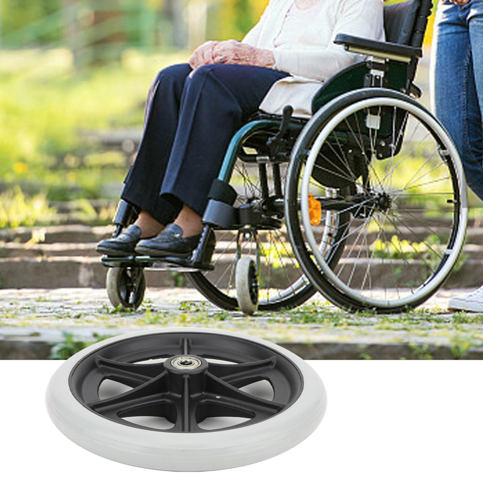 Leapiture 8 Inch Wheelchair Front Wheels TPR Wheels Practical Stable Wheelchair Accessory for Most Wheelchairs