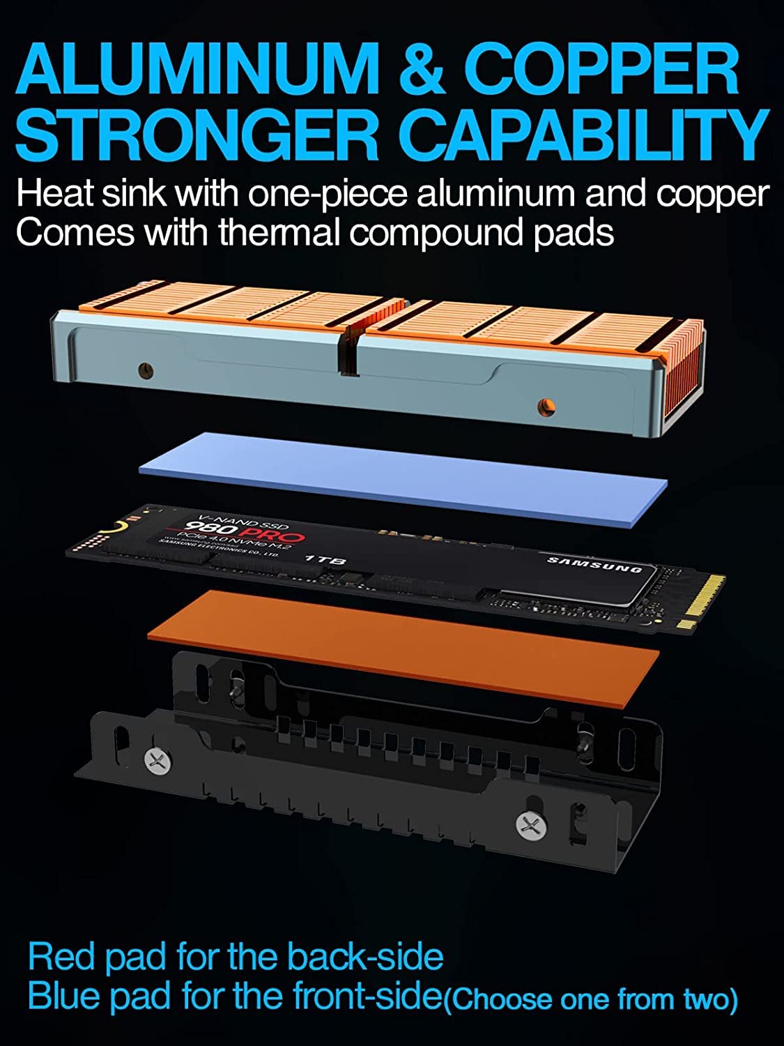 Buy Copper M.2 Heatsink, Passive Nvme SSD Heatsink with Copper Fins