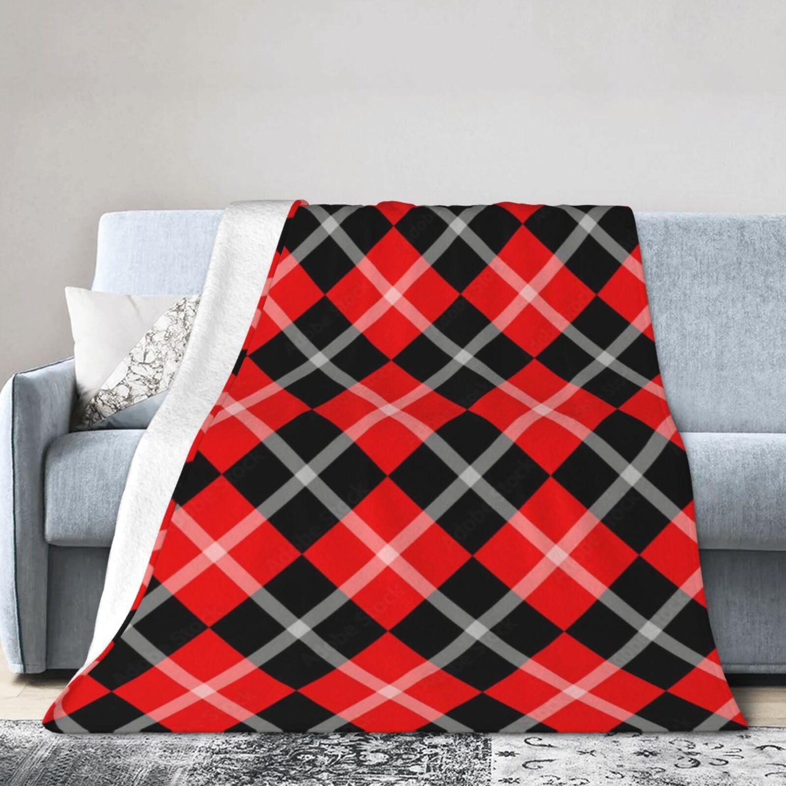 ERTDFXCV Christmas Plaid Blanket 60"x50"