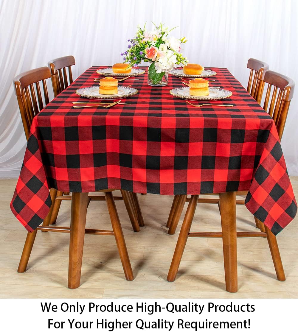 ShinyBeauty Rectangular Tablecloth 60"X120" Red and Black Checkered Tablecloths Cotton Table Linen Farmhouse Picnic Buffalo Plaid Table Cloth