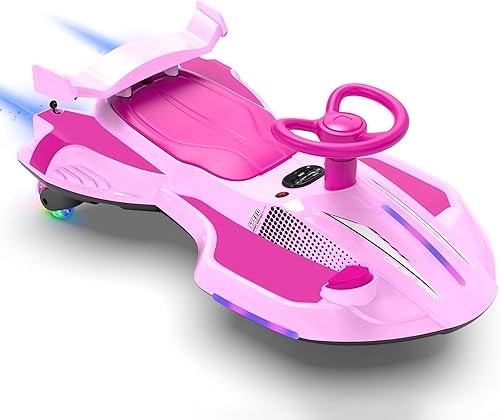 Coche eléctrico de 12 V con pedal para niños, auto oscilante recargable 2 en 1, juguetes con respaldo, antivuelco, aerosol, luz intermitente,