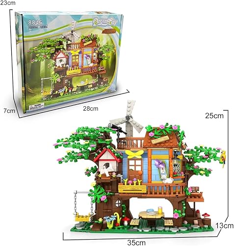 Miniatura 5 de Juego de construcción de casa de árbol, 824 piezas de bloques de construcción de ladrillos de construcción de casas de bosque, juego de construcción