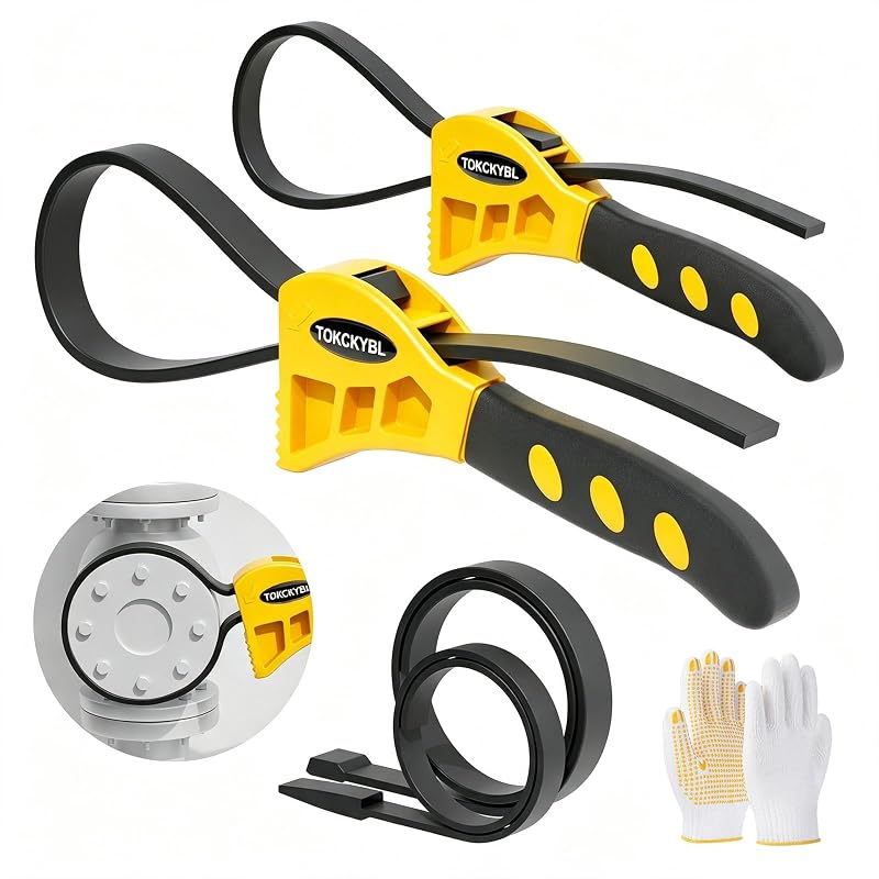 Kit de Chaves de Cinta Ajustáveis TOKCKYBL para Filtros, Tubos e Tampas, 10,2–15,2 cm, 2 peças