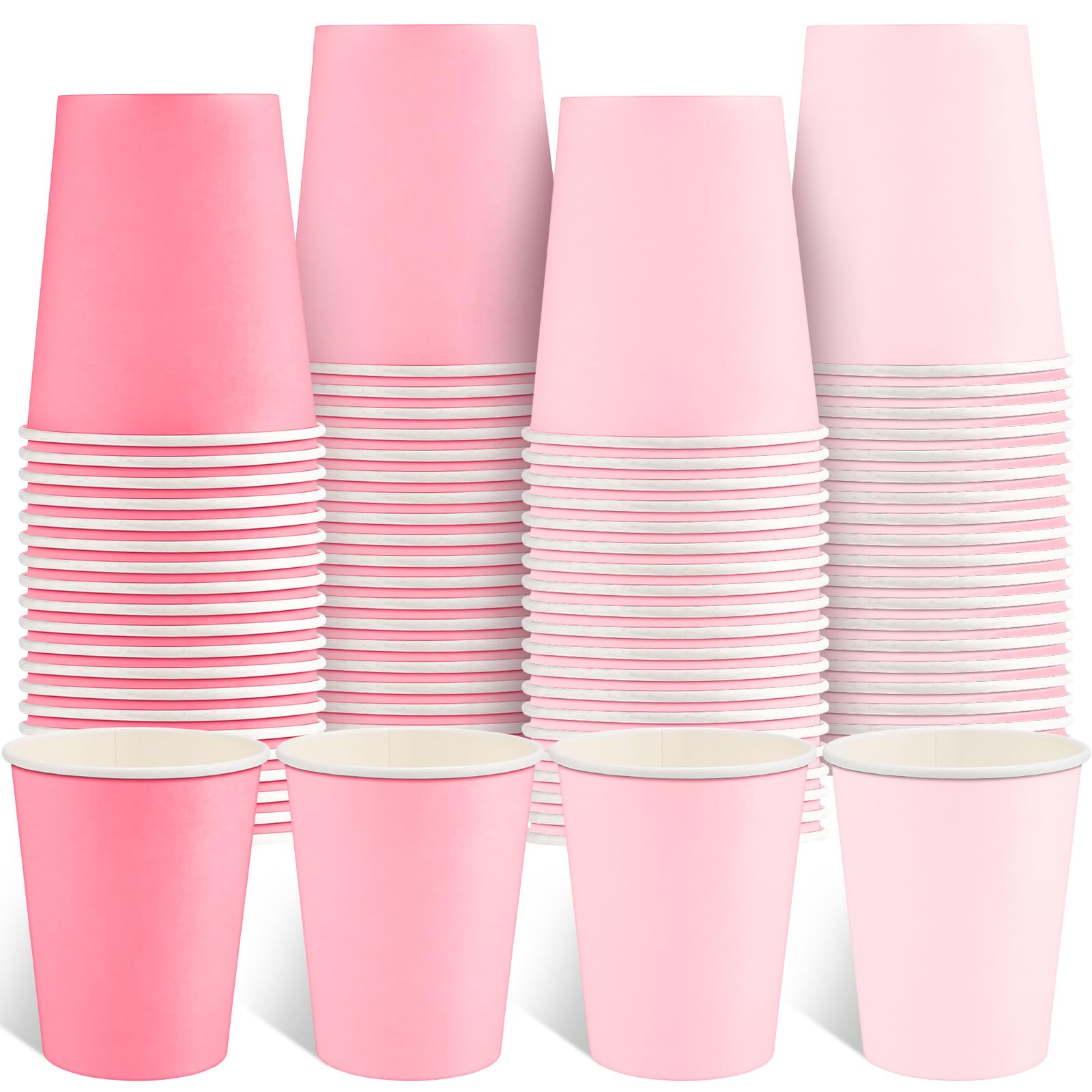Photo 1 of 100 Pack Pink Gradient Paper Cups, 9 Oz Disposable Pink Party Cups Bulk
