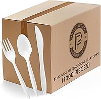Vista 10 de Plasticpro Cubiertos Tenedores de plástico cubiertos desechables de peso medio (blanco, 1000 tenedores)