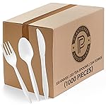 Plasticpro Cutlery Plastic Combo Sets Medium Weight Disposable Silverware White (1000 Count)