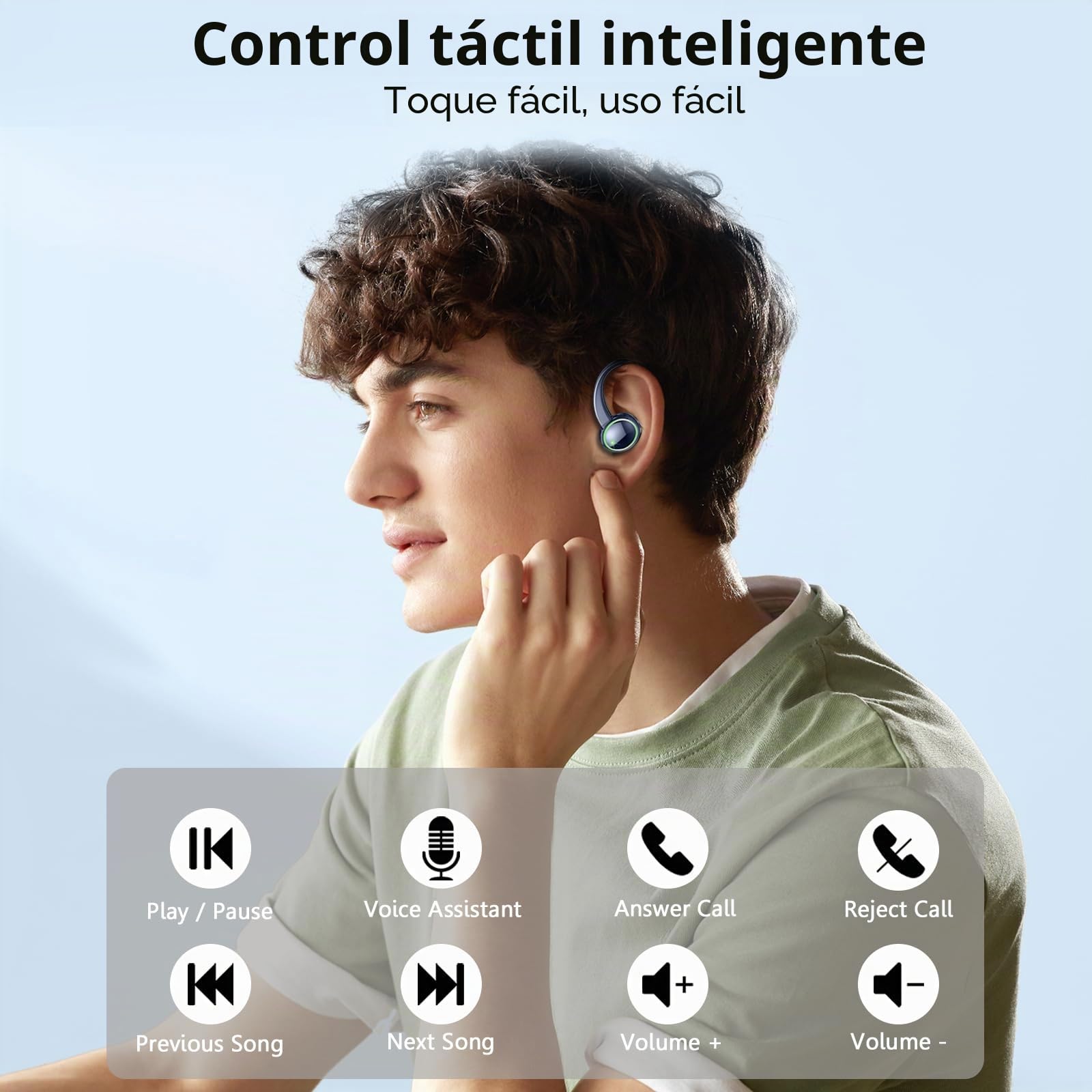Matast Nueva Auriculares Inalambricos Deportivos, Auriculares Bluetooth 5.4 HiFi Estéreo con 4 HD Mic, 50H Cascos Inalambricos Bluetooth con Cancelacion Ruido ENC, LED