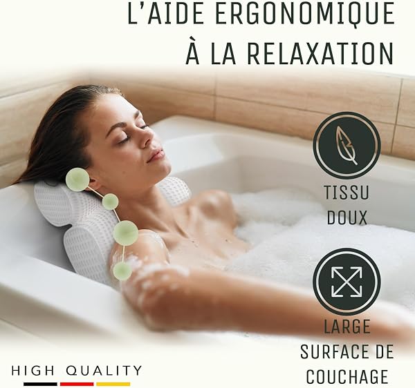 SilverRack Coussin de Baignoire Doux [Blanc 4D] - Coussin de Nuque pour Baignoire avec ventouses comme Accessoire de Baignoire - Coussin pour Baignoire - Coussin de Bain Ergonomique (Blanc, 3D) - 3
