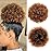 Yinmei Baibian Ombre Brown Kinky Curly Ponytail Hair Afro Puffs Drawstring Ponytails Synthetic Short Bun Extensions Hairpieces Updo Hair for Women Girls(1B/30)