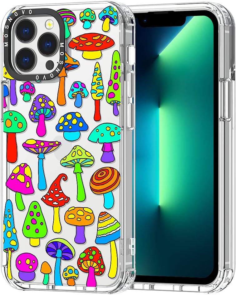 MOSNOVO Compatible with iPhone 13 Pro Max Case, Wild Mushroom for Girl Women Men [ Buffertech Shockproof ] Transparent TPU Bumper Clear Phone Case Cover Designed for iPhone 13 Pro Max 6.7 Inch