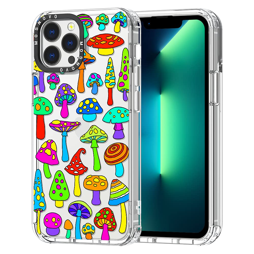 MOSNOVO Compatible with iPhone 13 Pro Max Case, Wild Mushroom for Girl Women Men [ Buffertech Shockproof ] Transparent TPU Bumper Clear Phone Case Cover Designed for iPhone 13 Pro Max 6.7 Inch