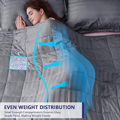 Vista 87 de yescool - Manta con peso, 7 libras, fresca, transpirable, con cuentas de cristal prémium, lavable a máquina, para dormir, 60-90 libras, 41 x 60 Gris