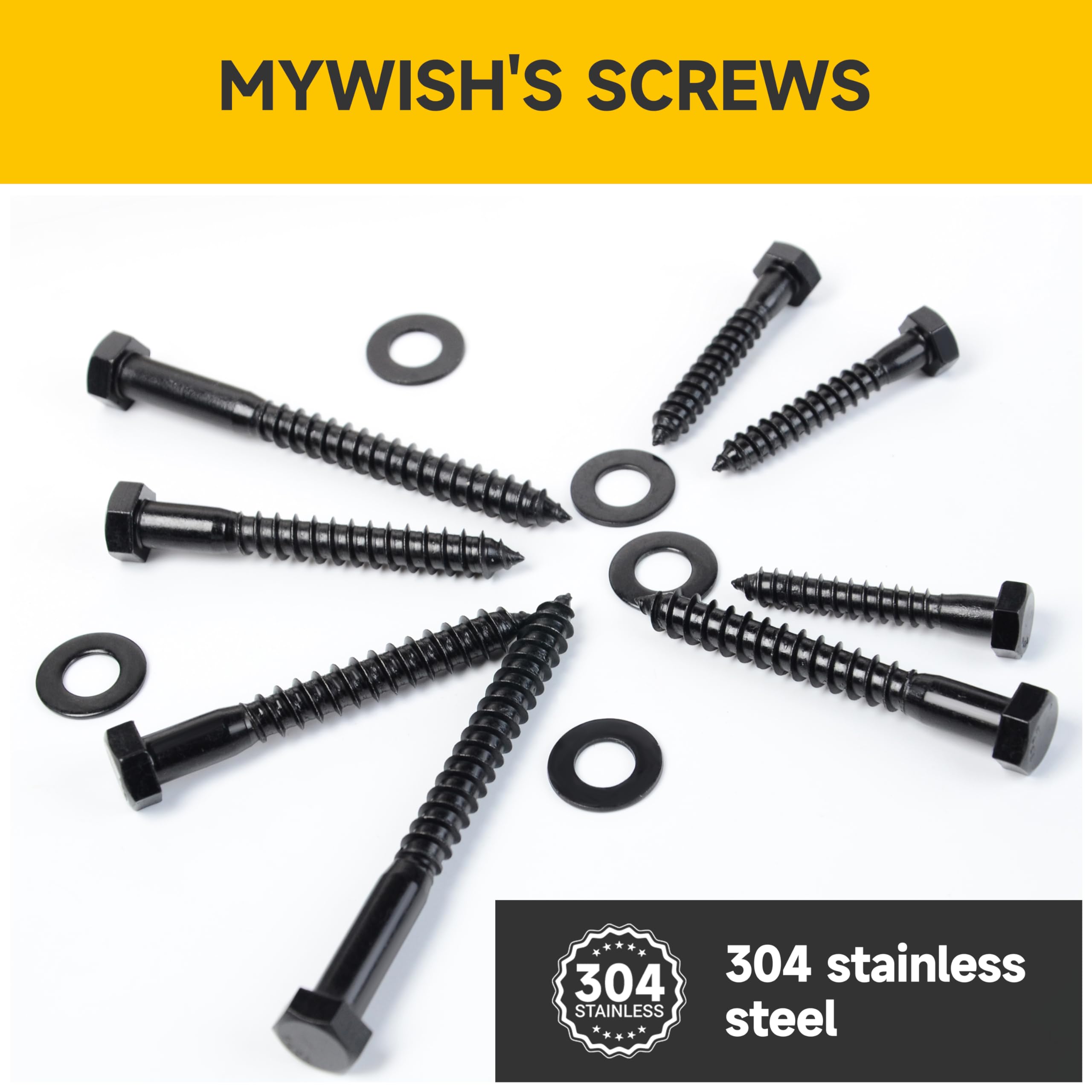 109Pcs Stainless Steel Lag Screws - Heavy Duty Fasteners -5