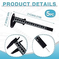 Vista 2 de Flutesan Mini pinza de plástico de 6 pulgadas/5.906 in, herramienta de medición de doble escala, pinza de vernier rectangular, regla de lectura