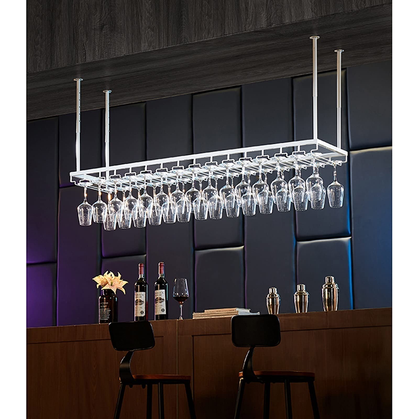 Casier à verres à vin de plafond en métal suspendu au design contemporain