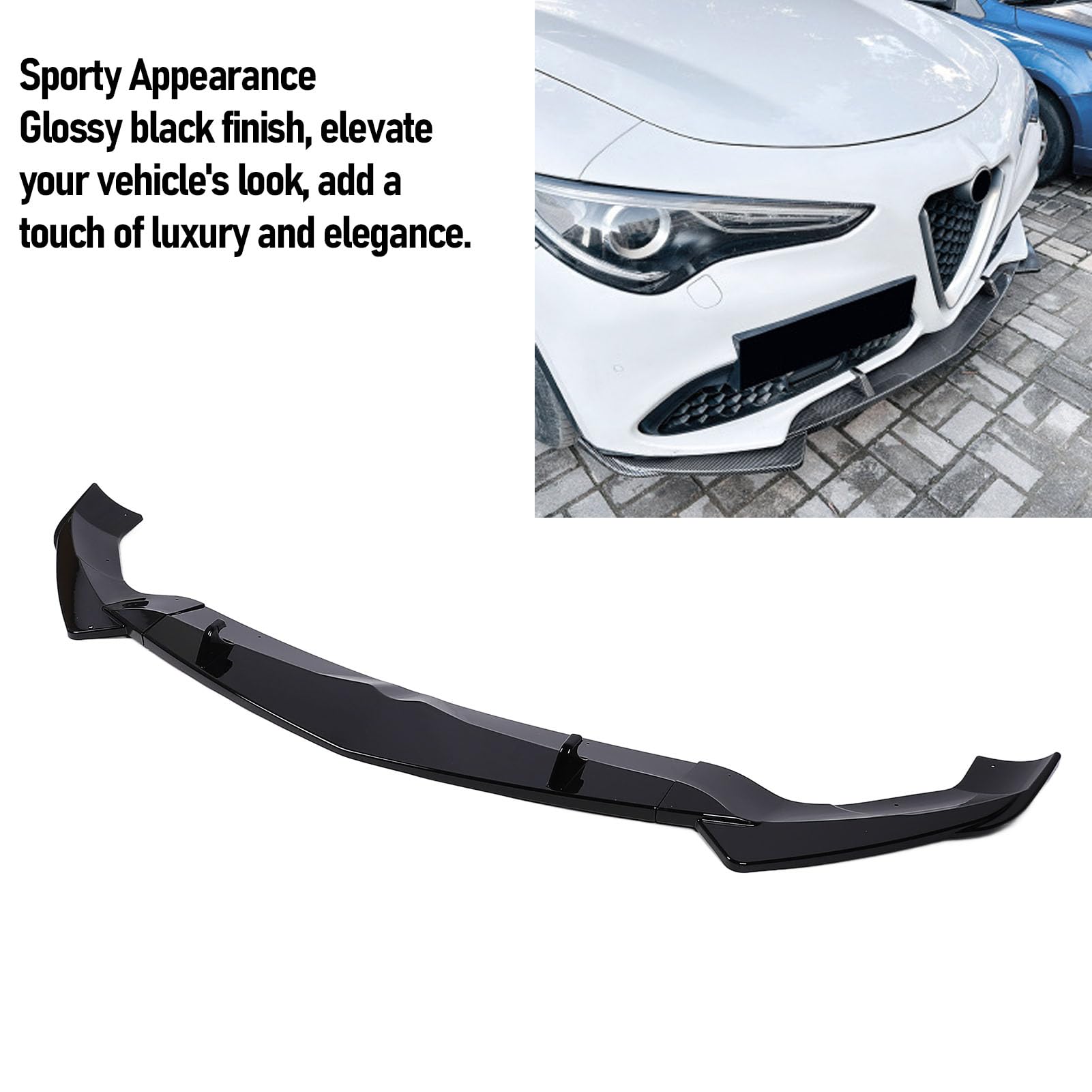 Sturdy Material Glossy Black Front Lip Spoiler Splitter Body Kit