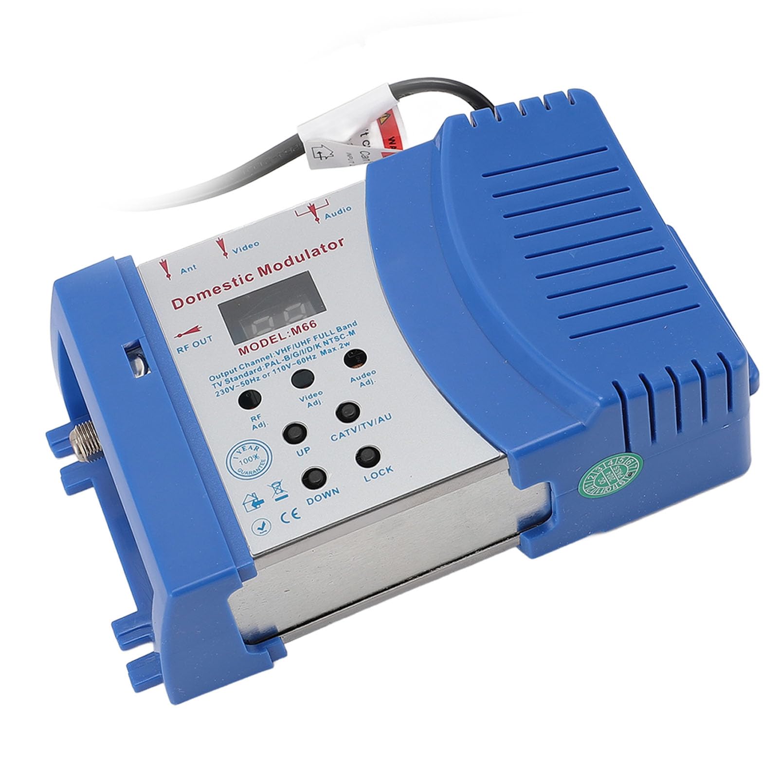 Modulatore RF, convertitore AV a RF con supporto VHF UHF, visualizzazione dei canali e uscita regolabile, per console di videogiochi e sistemi CATV (spina europea 220-240 V)
