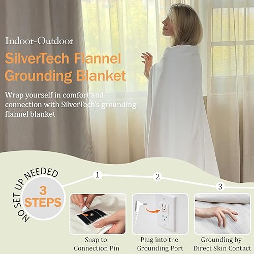 Miniatura 5 de Grounding Blanket - Manta conectada a tierra de fibra plateada para cama, sofá, silla con cable de 15 pies (50 x 60 pulgadas, verde)