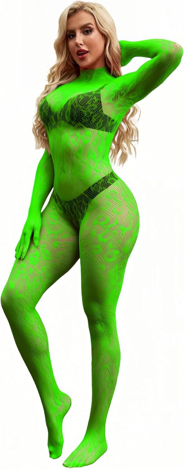 Womens One Piece Fishnet Bodysuit Lingerie Mesh Bodystocking Nightwear Jumpsuit Underwear