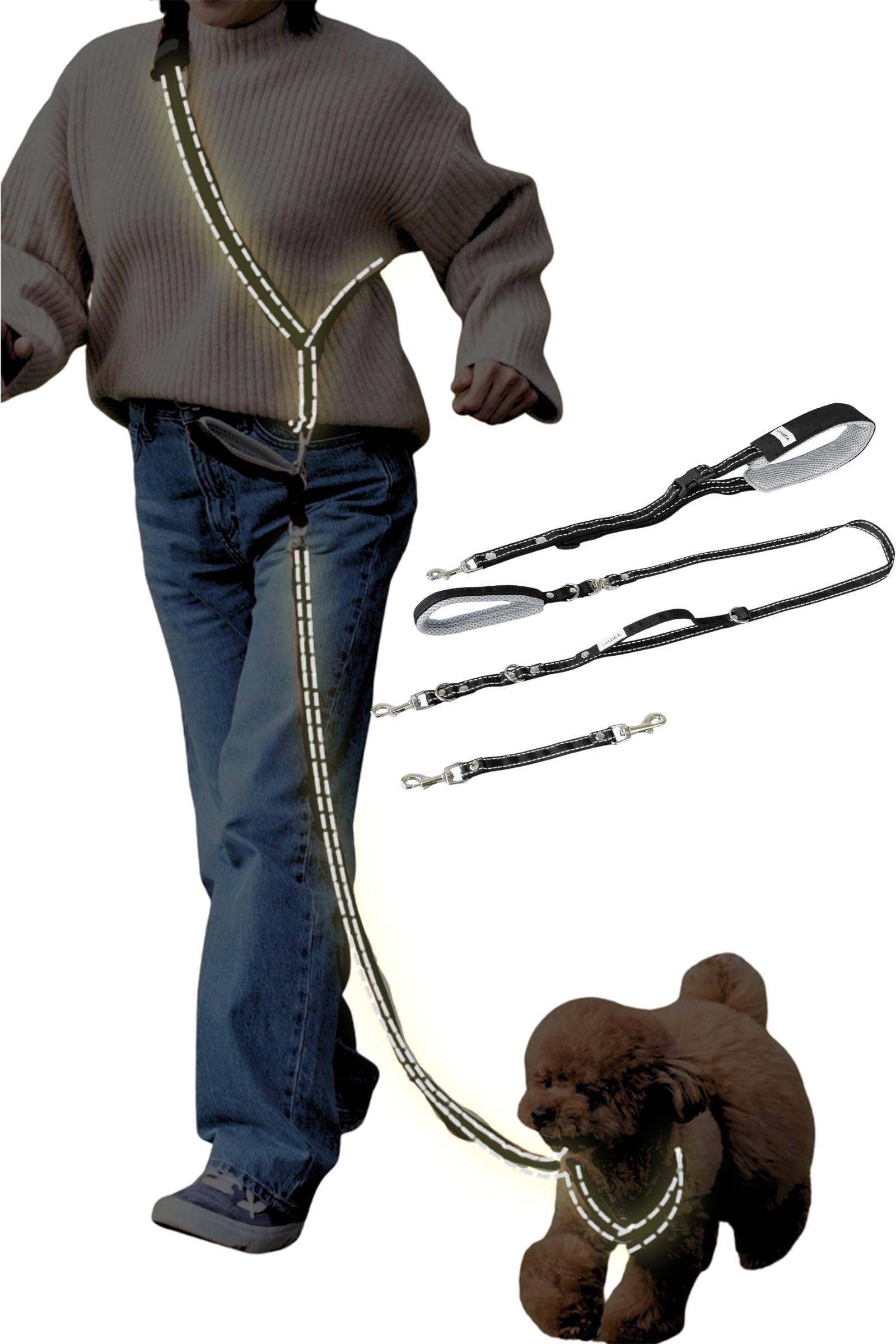 Amazon | [LaLUCA GOODS] 犬 ショルダーリード 反射ライン 小型犬 中型