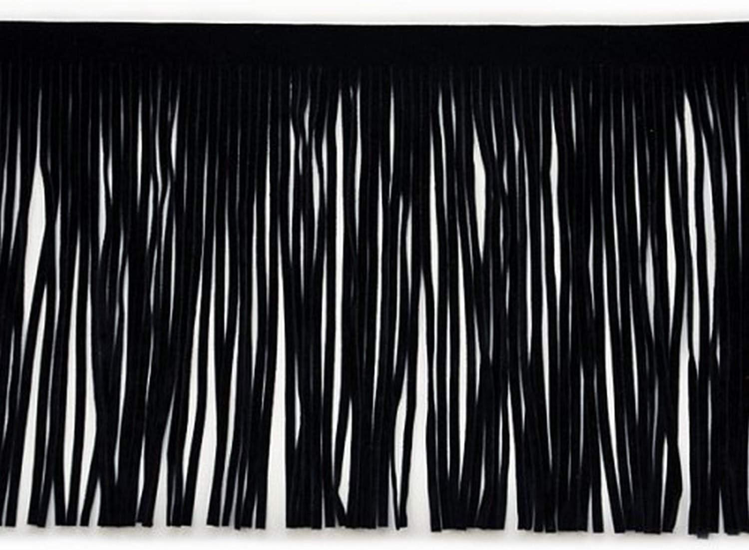 Trims by the Yard 6" Faux Suede Fringe Black | (5 Yard Cut) Trim
