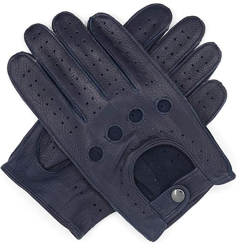 Miniatura 5 de Harssidanzar Guantes de conducción de piel de ciervo para hombre, guantes de motocicleta sin forro para hombre