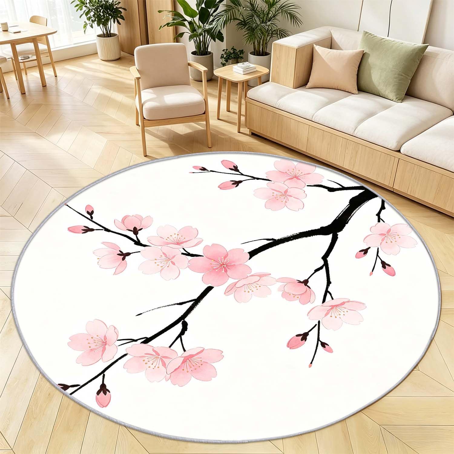 Tapis salon 3D fleurs roses lavable en machine et antidérapant pour cuisine