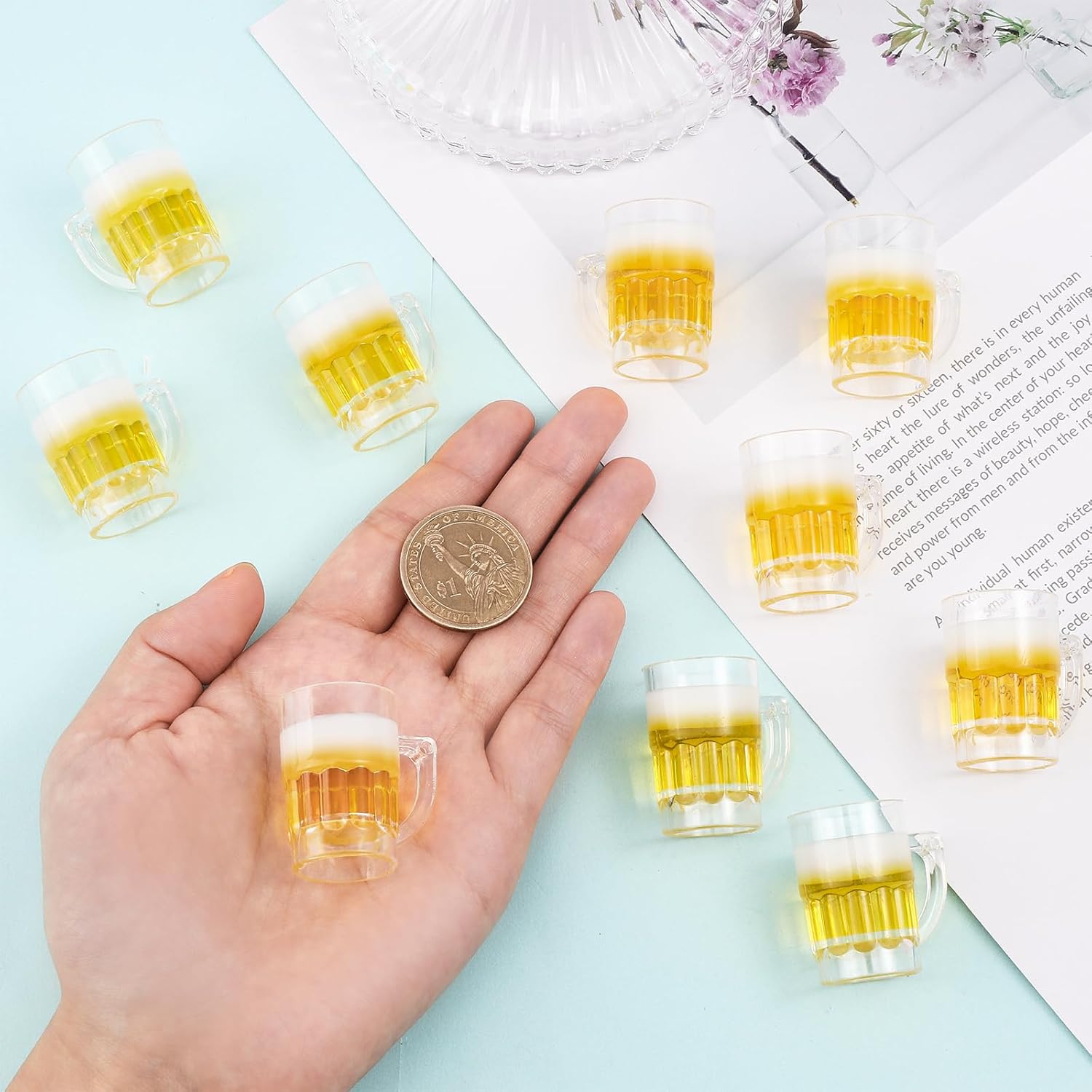 CHGCRAFT 20Pcs Resin Imitation Beer Charms Artificial Transparent Resin Imitation Beer Shape Pendants Beer Charms for Bracelet Necklace Earrings Jewelry Making - Image 3