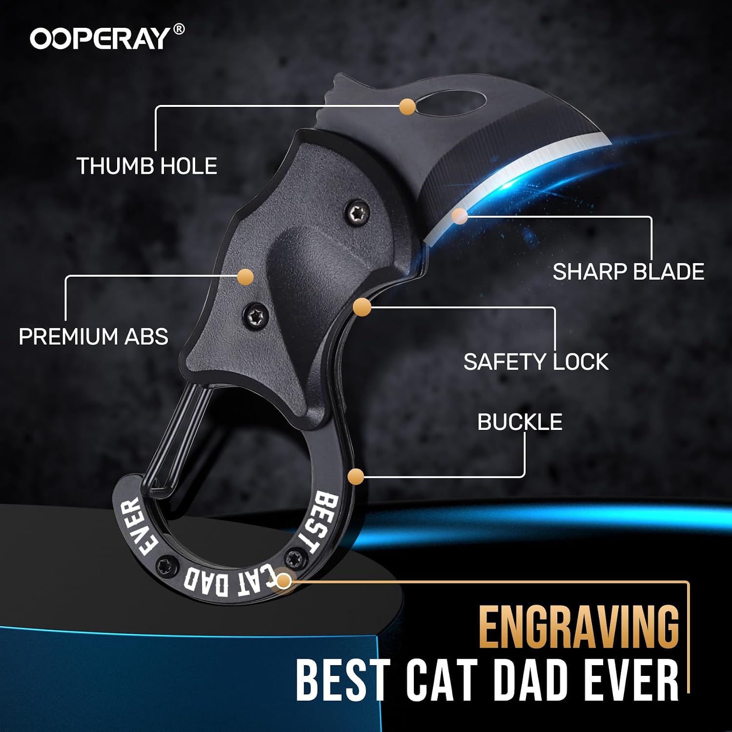 OOPERAY Cat Dad Gifts for Men Fathers Day, EDC Box Cutter-BEST CAT DAD EVER, Fathers Day Birthday Gifts, EDC Gadget Gift for Camping Hiking Fishing image 2