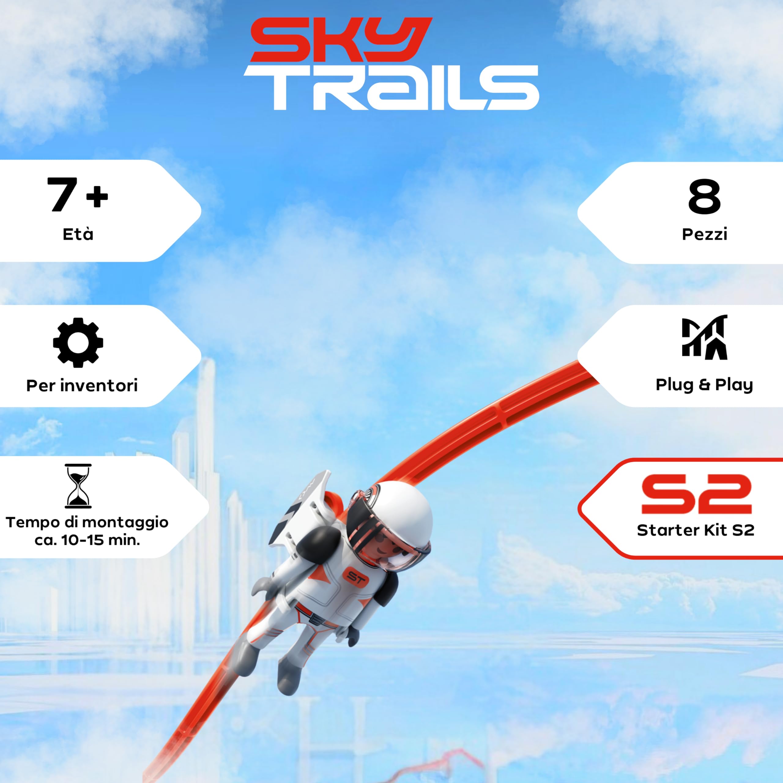 Sky Trails | Sky Rider | Set di costruzione e azione per costruire | Costruisci la tua avventura individuale con accessori dettagliati e l'eroe Sky Rider | 71976