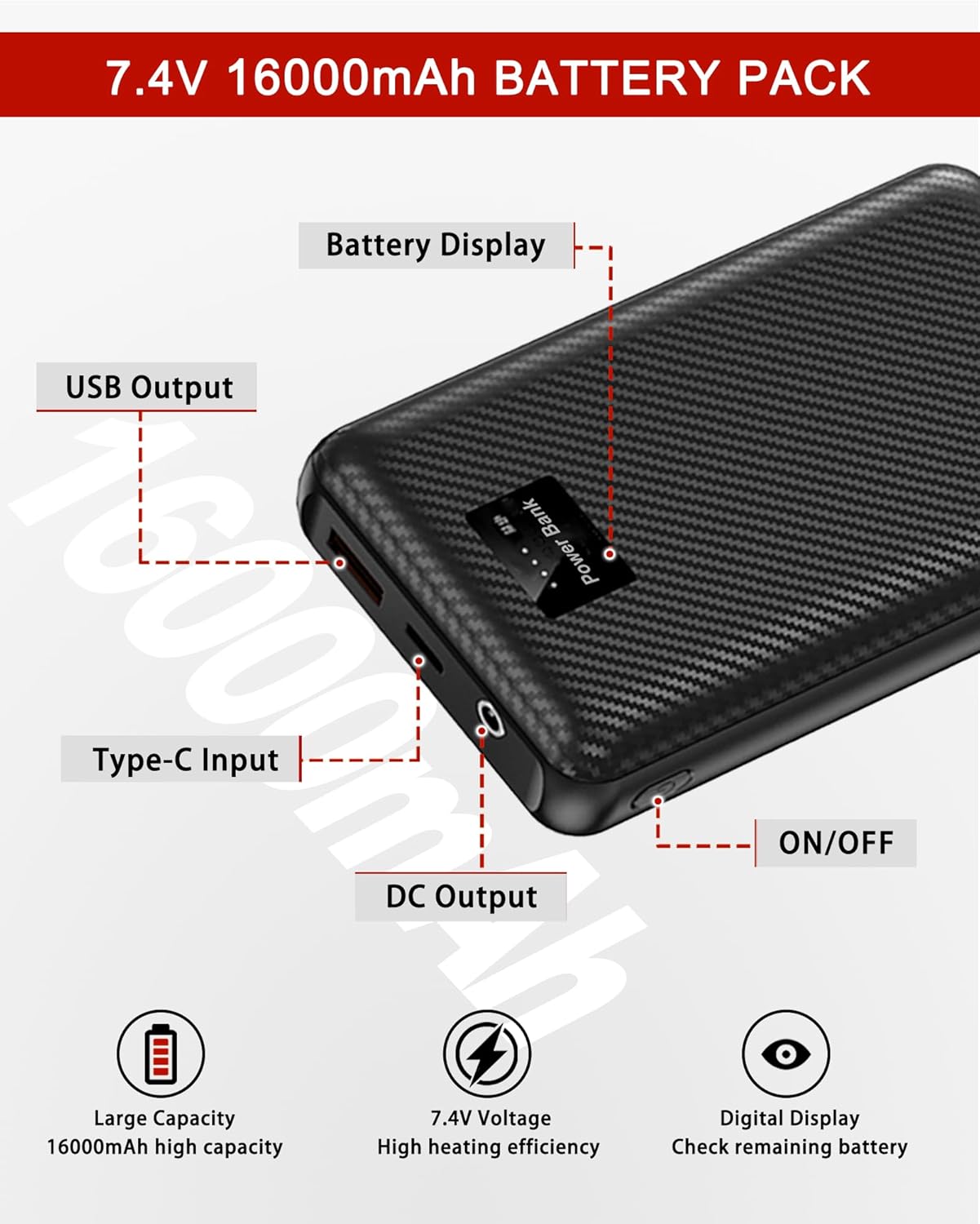 Electric Heated Vest for Men: Womens Heating Vest with 16000mah Battery Pack - Winter Warming Heated Hunting Jacket - Image 4