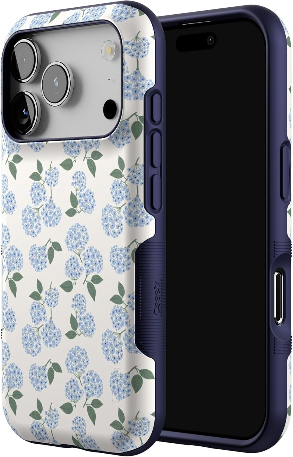 Casely iPhone 17 Pro Case | Nantucket Cottage | Blue Hydrangea | Bold Protective Design | Compatible with MagSafe