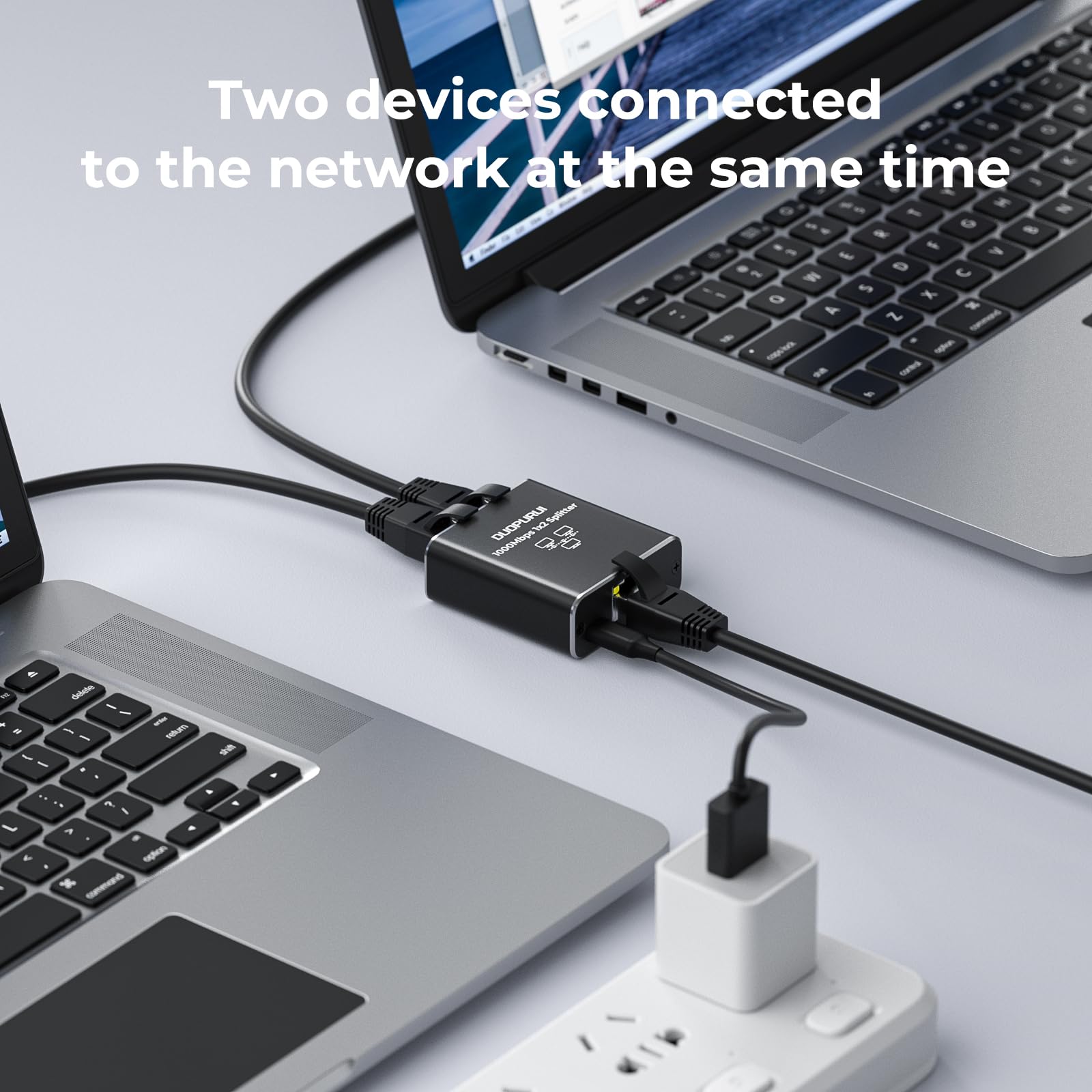 Ethernet-Splitter, 1 auf 2.1000 Mbps, Hochgeschwindigkeits-Netzwerk-Splitter, LAN-Splitter, 2 Anschlüsse mit USB-Stromkabel, für Cat-5/5e/6/7/8-Kabel [2 Geräte gleichzeitige Vernetzung