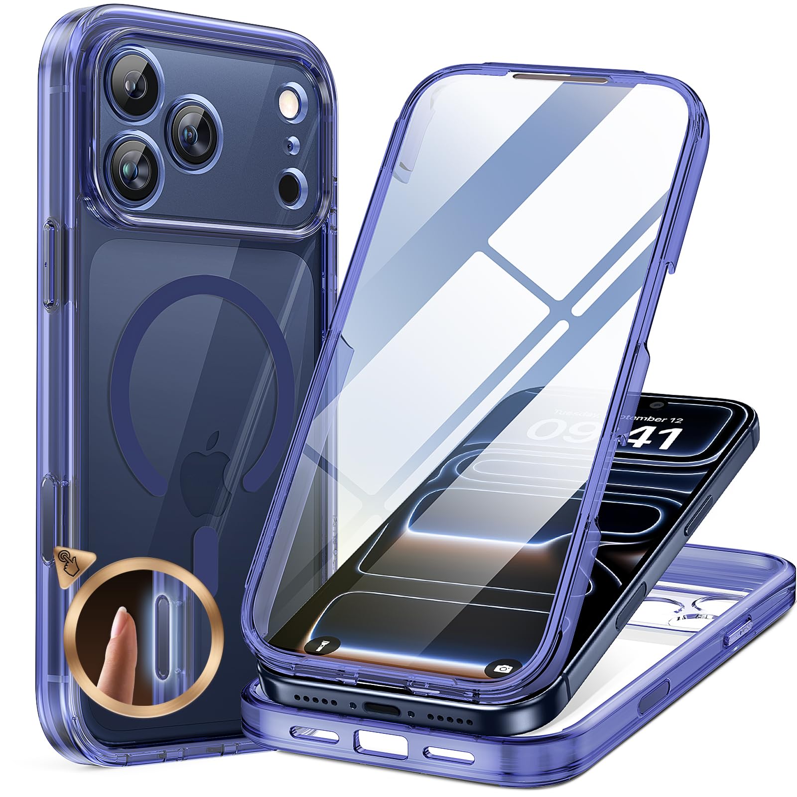 Miracase Magnetic Case for iPhone 17 Case, [Bubble Free] Built-in Glass Screen Protector+ [New Camera Control Button], Full Body Bumper Compatible with MagSafe, Drop Proof 17 Cover,6.3-inch (Black) — view 164